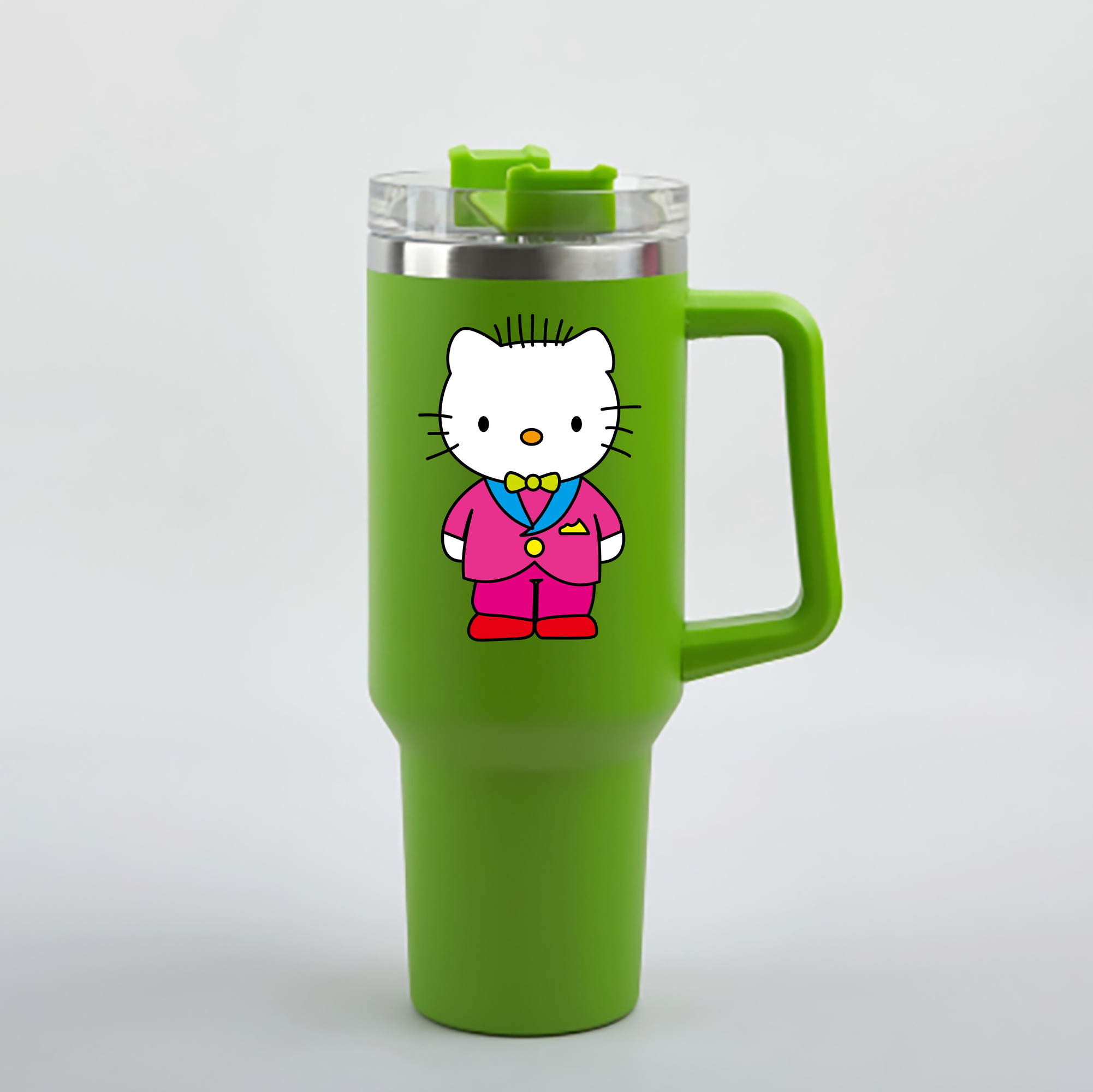 （画像用） Hello Kitty ハローキティ 1200mL車用タンブラー - クリスタルステッカー（プラスチックストロー付き）